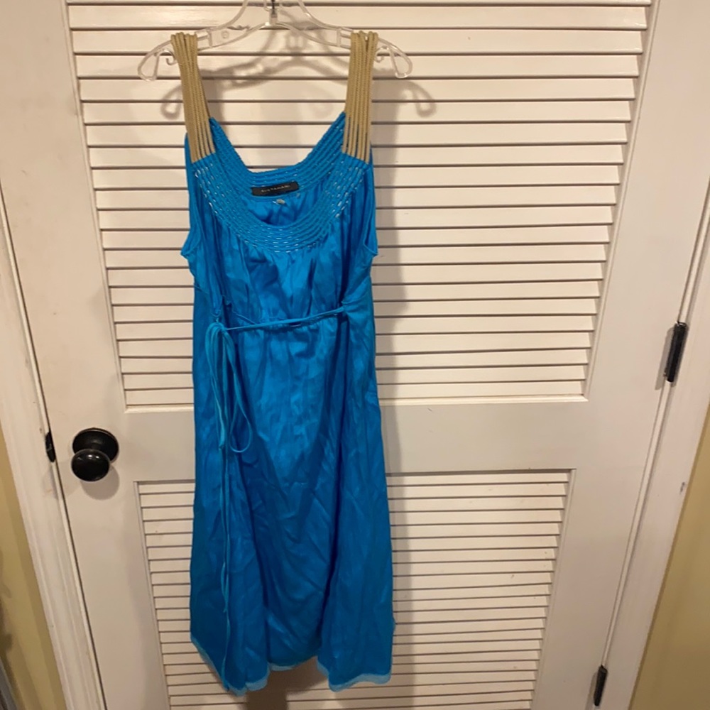 EUC Elie Tahari size 12 blue silk and elastane dress